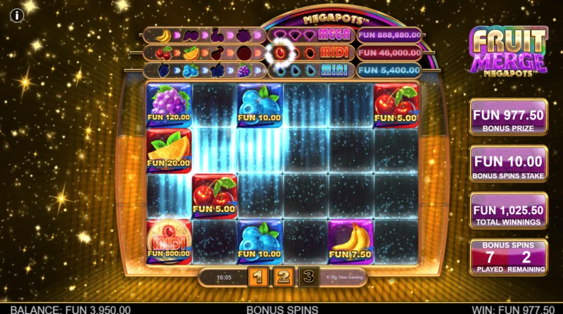 Fruit Merge Megapots - écran de jeu Hold and Spin
